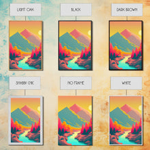 Load image into Gallery viewer, Surrealist Pop Art, Pink Turquoise Landscape Art, Framed Canvas Print, Minimalist Art
