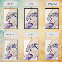 Load image into Gallery viewer, Dragon Painting Canvas Print, Dragon Art, Fantasy Art, Fantasy Painting Wall Art, Girl and Her Dragon, Dragon Girl
