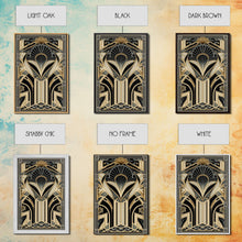Load image into Gallery viewer, Art Deco Pattern Wall art, Framed Canvas Print, Art Deco, Gold &amp; black art, Geometric art, Office wall art, Abstract art, Original painting
