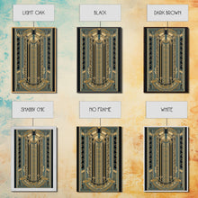 Carregar imagem no visualizador da galeria, Art Deco Pattern Wall art | Framed Canvas Print | Art Deco | Gold &amp; blue art | Wonderful art | Lines art | Geometric art | Living room art
