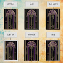 Carregar imagem no visualizador da galeria, Art Deco Wall art, Framed Canvas Print, Art Deco, Gold &amp; purple art, Living room art, Stained glass art, Office decor, Abstract art
