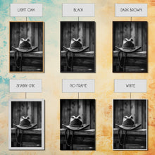 Load image into Gallery viewer, Cowboy Hat Print, Western Wall Art, Black And White, Minimalist Art, Wall Decor, Canvas Art, Wall Art, Framed Canvas Wall Decor
