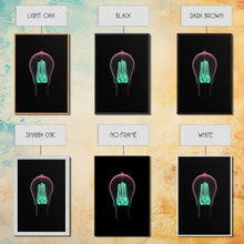 Load image into Gallery viewer, 3D Light Bulb Wall Art, Neon Lights Art, Teal, Pink, Minimalist Print, Wall Decor, Canvas Print, Wall Art, Framed Canvas
