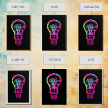 Load image into Gallery viewer, 3D Light Bulb Wall Art, Neon Lights Art, Vibrant Art, Minimalist Print, Wall Decor, Canvas Print, Wall Art, Framed Canvas
