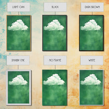 Load image into Gallery viewer, Emerald Green Rain Cloud Wall Art, Framed Canvas Or Poster Print, Abstract Art Print, Minimalist Wall Decor, Maximalist Decor, Dark Green
