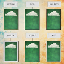 Load image into Gallery viewer, Dark Green Rain Cloud Wall Art, Framed Canvas Or Poster Print, Abstract Art Print, Minimalist Wall Decor, Maximalist Decor, Emerald Green
