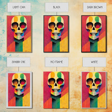 Cargar imagen en el visor de la galería, Cool Skull art, canvas print, sugar skull wall decor, skeleton face painting, abstract art deco style Halloween art

