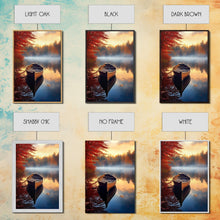 Load image into Gallery viewer, Boat Wall Art, Lake Wall Print, Fall Art Print, Canvas Print, Wall Art, Vertical Art, Wedding Gift, Indie Room Decor, Western Wall Decor
