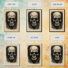 Cargar imagen en el visor de la galería, Charcoal Drawing, Human Skull, Gothic Art Print, Spooky Decor, Canvas Print, Wall Art, Vertical Art, Gaming Wall Decor, Office Wall Decor
