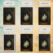 Load image into Gallery viewer, The Happy Playground Ghost, Funny Halloween, Vintage Halloween Canvas, Framed Canvas Print, Cute Wall Art, Ghost On A Swing, Macabre Art
