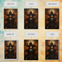 Load image into Gallery viewer, Beautiful Gothic Witch Art, Framed Halloween Canvas, Canvas Print, Spooky Halloween Wall Art, Halloween Deco, Witchy Art Pumpkin Patch Witch
