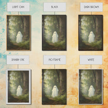 Carregar imagem no visualizador da galeria, Cute Little Ghost In The Forest, Gothic Victorian Haunted Art, Dark Academia, Framed Canvas or Canvas Art, Cool Wall Art, Halloween Decor
