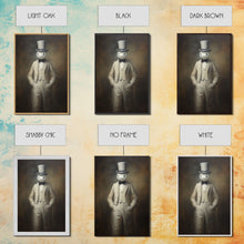 Load image into Gallery viewer, Ghost Wearing A Top Hat, Victorian Gentleman Ghost, Framed Canvas Print, Halloween Canvas Art, Unique Spooky Decor, Gothic Dark Academia Art
