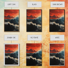 Carregar imagem no visualizador da galeria, Asian Art, Japanese Wall Art, Ocean Waves, Sunset Art, Canvas Print, Wall Art, 3 Piece Wall Art, Trendy Wall Art, Modern Art Prints
