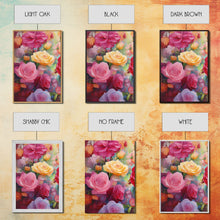 Load image into Gallery viewer, Beautiful Rose Art, Framed Canvas Print, Floral Art, Botanical  Decor, Blue and Yellow Roses, 3 Piece Art Set
