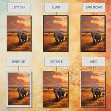Load image into Gallery viewer, Elephant Print, Animal Wall Art, Sunset Print, Canvas Print, Wall Art, 3 Piece Wall Art, Nature Print, Retirement Gifts, Modern Office Art
