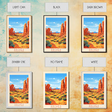 Carregar imagem no visualizador da galeria, Arches National Park, Framed Wall Art Canvas Print, Travel Poster, Travel Art, Roadtrip Decor, Cool Wall Art, Retro State Park Art
