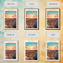 Carregar imagem no visualizador da galeria, Badlands National Park, Framed Wall Art Canvas Print, Travel Poster, South Dakota Travel Art, Roadtrip Decor, Cool Art, Retro State Park Art
