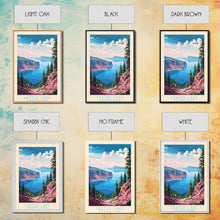 Load image into Gallery viewer, Crater Lake National Park Travel Poster Print, Canvas Print Wall Art, Oregon Travel Art, Midcentury Modern Travel Decor
