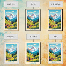 Load image into Gallery viewer, Glacier National Park Travel Poster Art, Canvas Print Wall Art, Montana Travel Art, Midcentury Modern Travel Decor, MCM Wall Art
