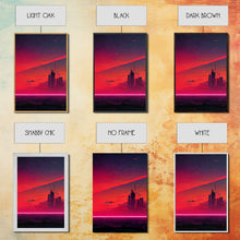 Load image into Gallery viewer, Cyber punk City At Sunset, Outrun, 3 Piece Wall Art, Ready To Hang Canvas Print, Cool Unique Mancave wall Art Decor
