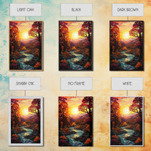 Carregar imagem no visualizador da galeria, Beautiful Fall Decor, Framed Canvas Print, Mosaic / Stained Glass Style Painting, Gliclee Print, Autumn Decor, Thanksgiving Decorations

