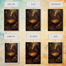Load image into Gallery viewer, Dragon Art, Fantasy Art, Treasure Chest, Canvas Print, Wall Hanging, Portrait Art, Video Game Art, Nerdy Home Decor, Gift For Friend
