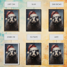 Carregar imagem no visualizador da galeria, Cute Christmas Badger In A Santa Hat, Framed Canvas Print, Christmas Art, Christmas Decor, Christmas Art Print, Christmas Wall Art
