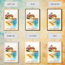 Load image into Gallery viewer, Ain Sokhna, Egypt Watercolor Print, Vacation Gift, Egypt Wall Art, Beach Painting, Beach Decor, Large Wall Art, Wood Frame Art
