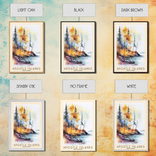 Load image into Gallery viewer, Apostle Islands, Wisconsin Watercolor Print, Vacation Gift, Wisconsin Wall Art, Beach Painting, Beach Decor, Large Wall Art, Wood Frame Art
