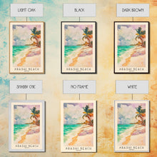 Carregar imagem no visualizador da galeria, Arashi Beach, Aruba Watercolor Beach Print, Vacation Gift, Aruba Wall Art, Framed Canvas Print, Framed Beach Painting
