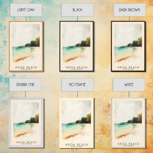 Load image into Gallery viewer, Aroa Beach, Cook Islands Watercolor Print, Vacation Gift, Cook Islands Wall Art, Beach Painting, Beach Decor, Large Wall Art, Wood Frame Art
