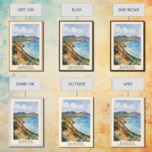 Load image into Gallery viewer, Barbuda, Antigua and Barbuda Watercolor Beach Print, Vacation Gift, Antigua and Barbuda Wall Art, Framed Canvas Print, Framed Beach Painting

