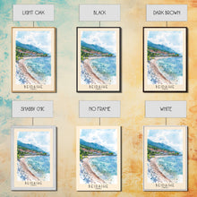 Carregar imagem no visualizador da galeria, Beidaihe, China Watercolor Beach Print, Vacation Gift, China Wall Art, Framed Canvas Print, Framed Beach Painting

