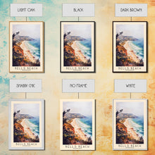 Load image into Gallery viewer, Bells Beach, Australia Watercolor Beach Print, Vacation Gift, Australia Wall Art, Framed Canvas Print, Framed Beach Painting
