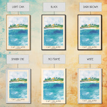 Cargar imagen en el visor de la galería, Cat Island, Bahamas Watercolor Beach Print, Vacation Gift, Bahamas Wall Art, Framed Canvas Print, Framed Beach Painting
