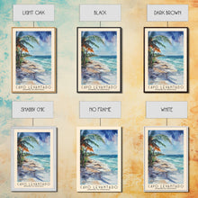 Load image into Gallery viewer, Cayo Levantado, Dominican Republic Watercolor Print, Vacation Gift, Dominican Republic Wall Art, Beach Painting, Beach Decor, Large Wall Art, Wood Frame Art
