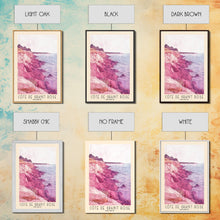 Load image into Gallery viewer, Côte de Granit Rose, France Watercolor Beach Print, Vacation Gift, France Wall Art, Framed Canvas Print, Framed Beach Painting

