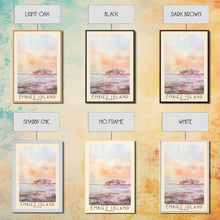 Load image into Gallery viewer, Embiez Island, France Watercolor Beach Print, Vacation Gift, France Wall Art, Framed Canvas Print, Framed Beach Painting
