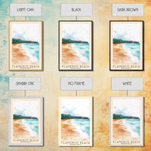 Cargar imagen en el visor de la galería, Flamenco Beach, Puerto Rico Watercolor Beach Print, Vacation Gift, Puerto Rico Wall Art, Framed Canvas Print, Framed Beach Painting
