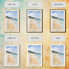 Load image into Gallery viewer, Freshwater Beach, Australia Watercolor Beach Print, Vacation Gift, Australia Wall Art, Framed Canvas Print, Framed Beach Painting
