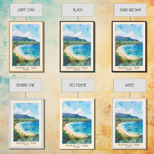Cargar imagen en el visor de la galería, Hanalei Bay, Hawaii Watercolor Beach Print, Vacation Gift, Hawaii Wall Art, Framed Canvas Print, Framed Beach Painting
