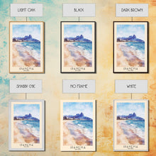 Load image into Gallery viewer, Ipanema, Brazil Watercolor Print, Vacation Gift, Brazil Wall Art, Beach Painting, Beach Decor, Large Wall Art, Wood Frame Art
