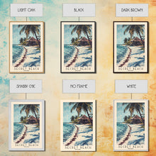 Load image into Gallery viewer, Secret Beach, Belize Watercolor Print, Vacation Gift, Belize Wall Art, Beach Painting, Beach Decor, Large Wall Art, Wood Frame Art
