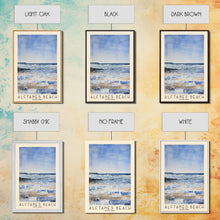 Load image into Gallery viewer, Álftanes Beach, Iceland Watercolor Print, Vacation Gift, Iceland Wall Art, Beach Painting, Beach Decor, Large Wall Art, Wood Frame Art
