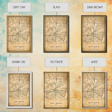 Load image into Gallery viewer, Fort Worth map print poster or framed canvas, Texas map print poster canvas, Fort Worth city map print poster canvas, Panther City
