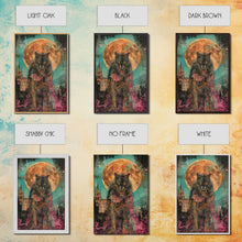 Load image into Gallery viewer, Fierce Werewolf with Blood Moon Framed Canvas Print | Halloween Monster Art | Spooky Werewolf Decor for Home | Intense Full Moon Artwork
