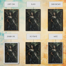 Load image into Gallery viewer, Dark Angel with Glowing Eyes in Haunted Forest - Mysterious Gothic Framed Canvas Print, Halloween Wall Art Decor
