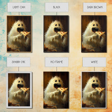 Load image into Gallery viewer, The Pizza Ghost, Framed Canvas Print, Funny Halloween Wall Art
