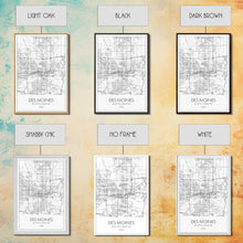 Load image into Gallery viewer, Des Moines Street Map, Iowa Map, City Map Art, Minimalist Art, Wall Art, Canvas Print, Girlfriend Gift, Travel Wall Art, Dorm Room Art
